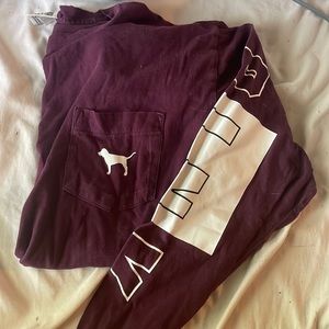 Maroon long sleeve PINK shirt